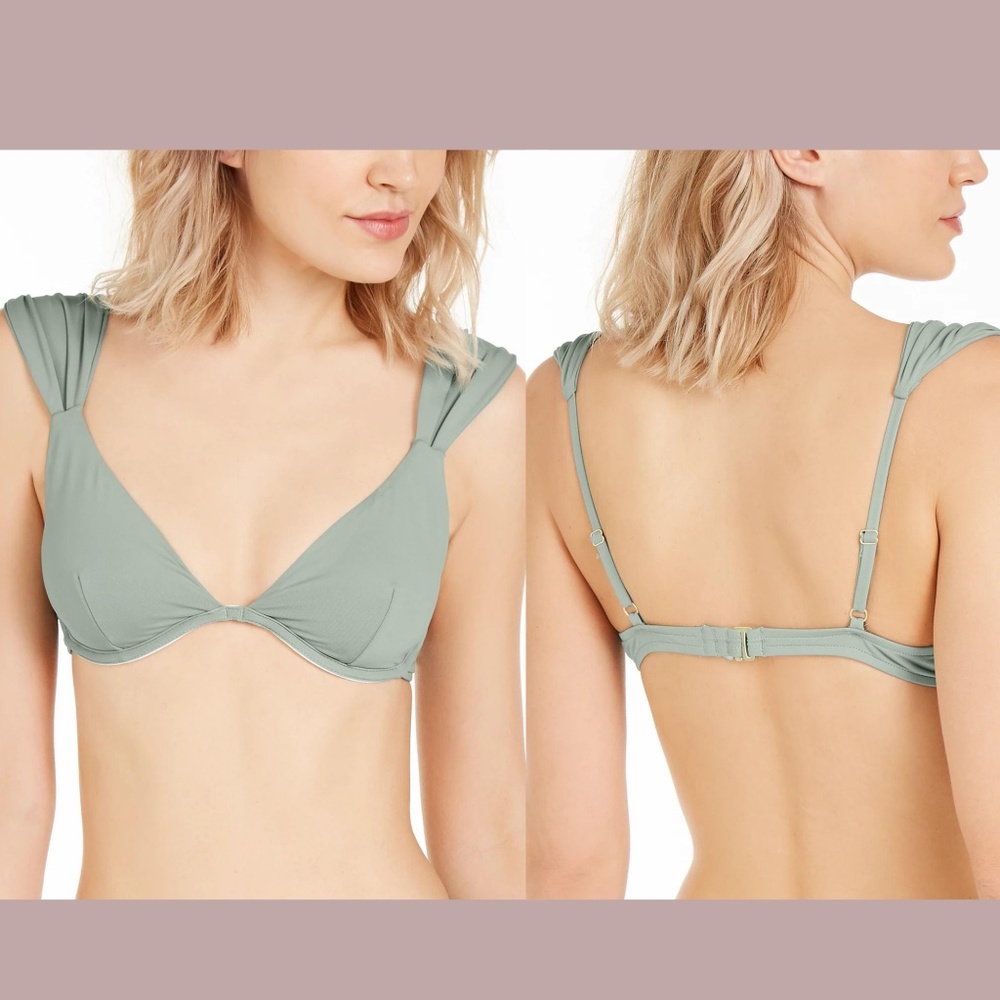 NEW $110 WeWoreWhat [SZ‎ Large ] Allie Wide Strap Underwire Bikini Top Green